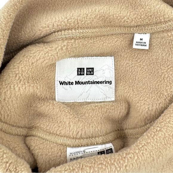 White Mountaineering x Uniqlo Beige Mock Neck Loose Fit Fleece Pullover Sweater - Picture 4 of 7